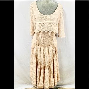 Gorgeous Free People blush, high low lace dress